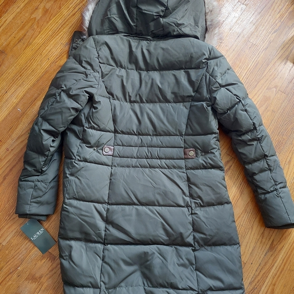 NWT Lauren Ralph Lauren Parka Jacket Coat Sz XXS Hoodie Faux Fur Down Coat Bag B - Picture 9 of 10